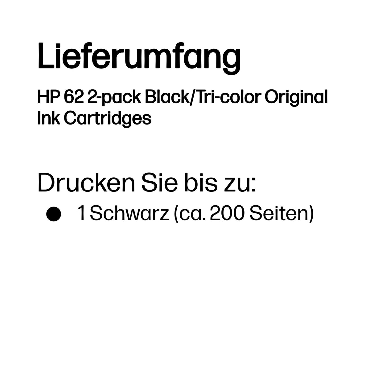 HP 62 Tintenpatronen-Multipack, Schwarz/Cyan/Magenta/Gelb (Original) – für HP Envy/OfficeJet
