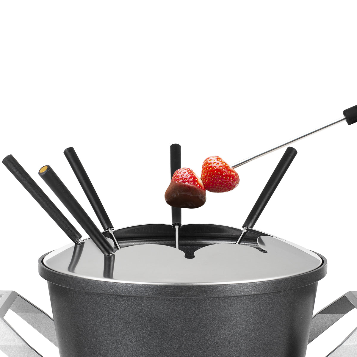 Princess Fondue Premium 173100 – Aluminiumguss, 1,5 l, 8 Gabeln, elektrisch – schwarz/Edelstahl