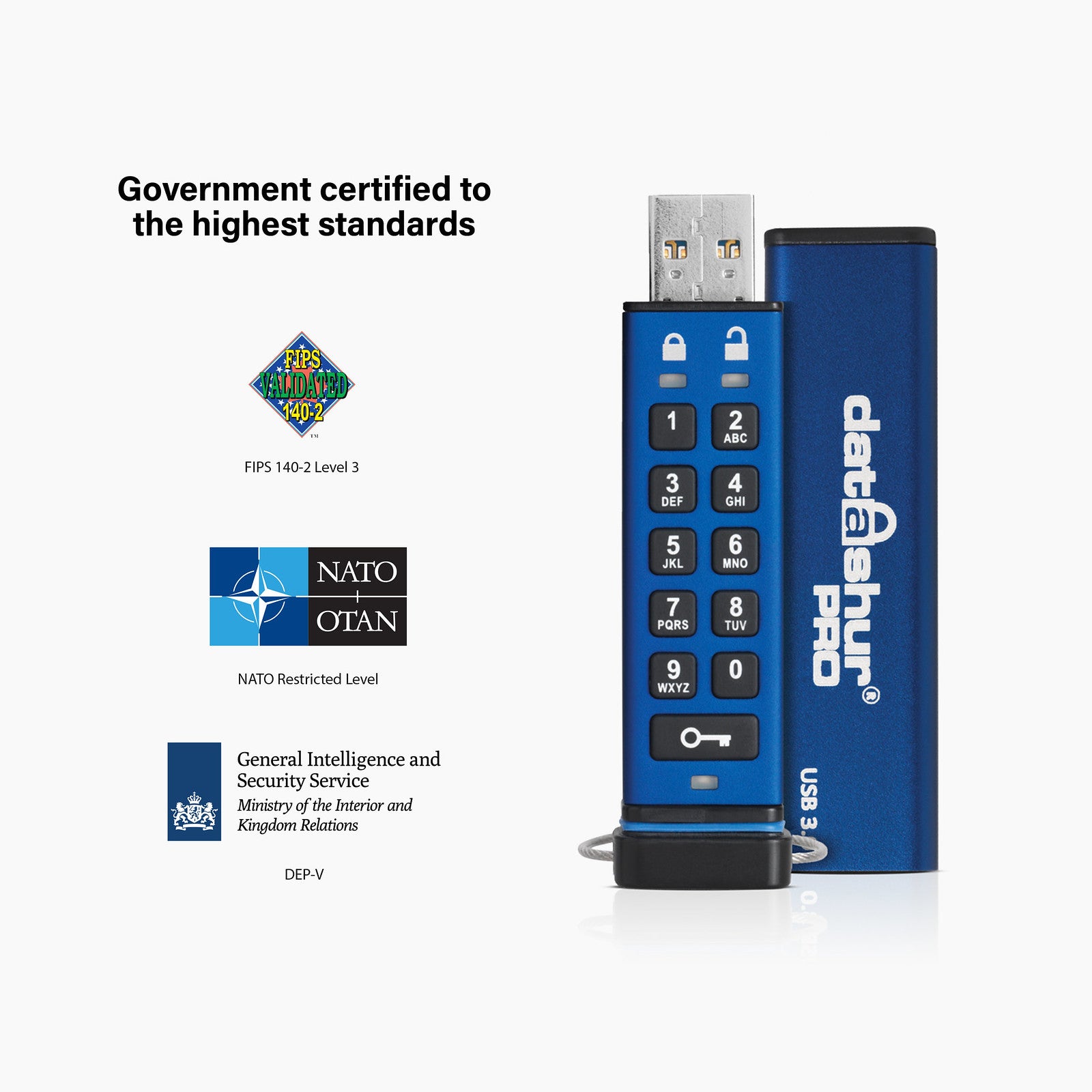 iStorage datAshur Pro 4 GB (FIPS 140-2 Level 3) – USB Typ-A, 3.2 Gen 1, für Windows, macOS, Linux