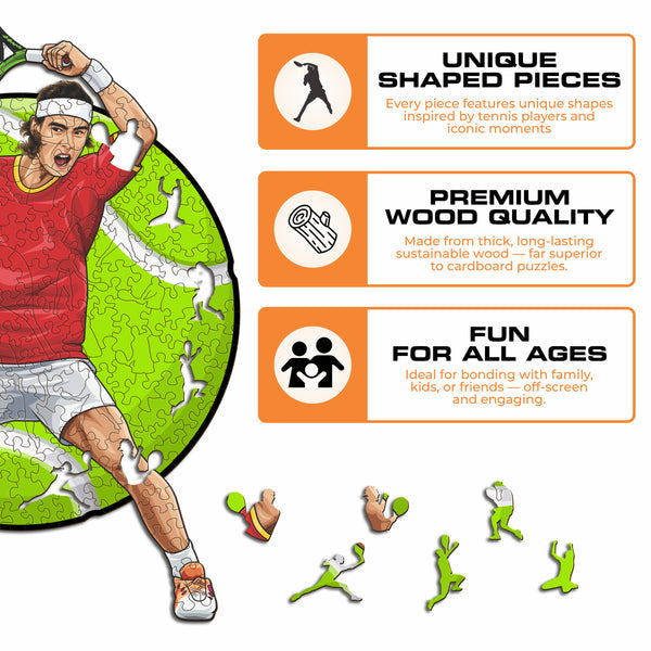 Iconic Puzzles Puzzle Rafael Nadal – 150 Teile – 21 × 30 cm – ab 10 Jahren – Holz
