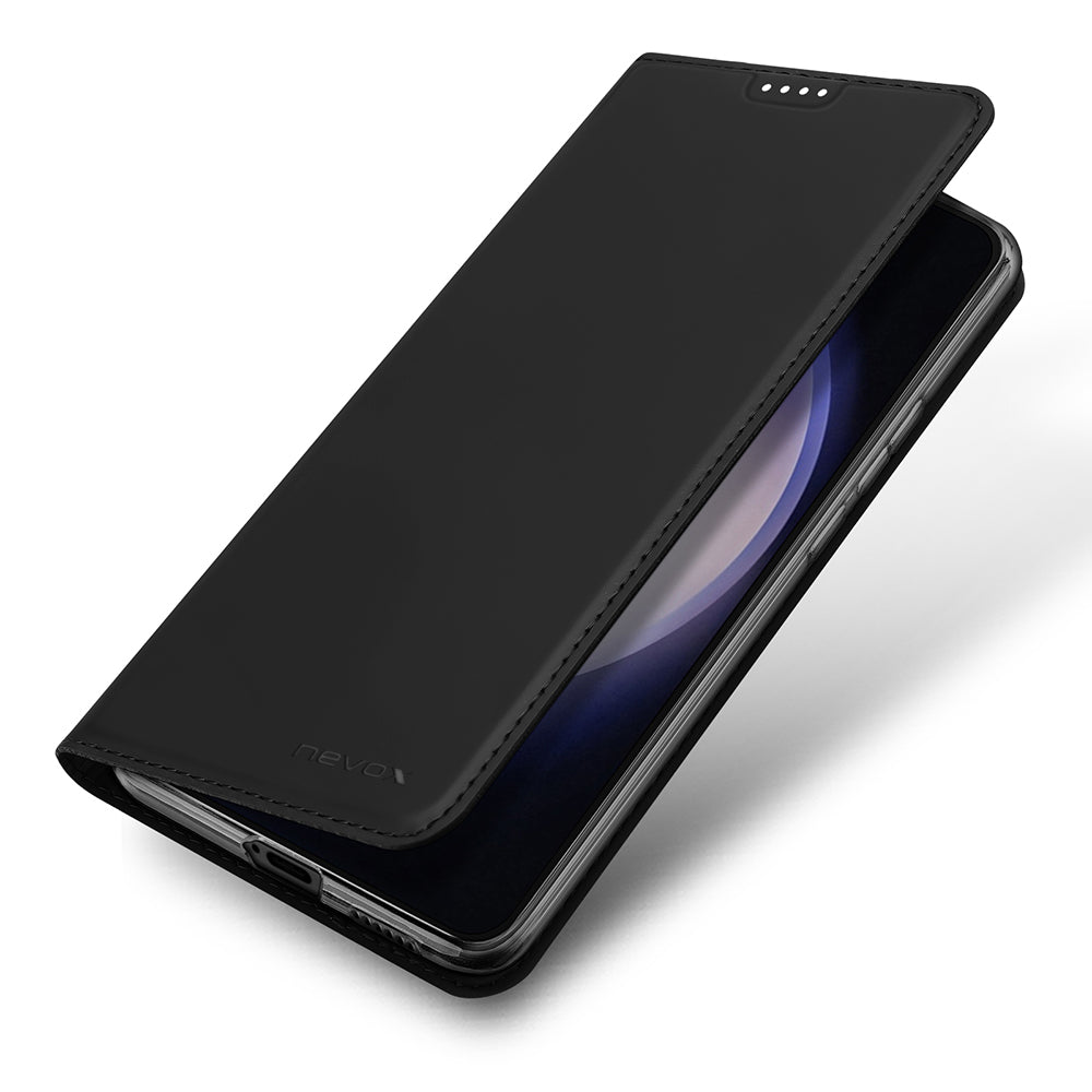 Nevox Vario Folio – für Samsung Galaxy S25, mit Ständer, mit Kartenfach, PU+TPU, Schwarz