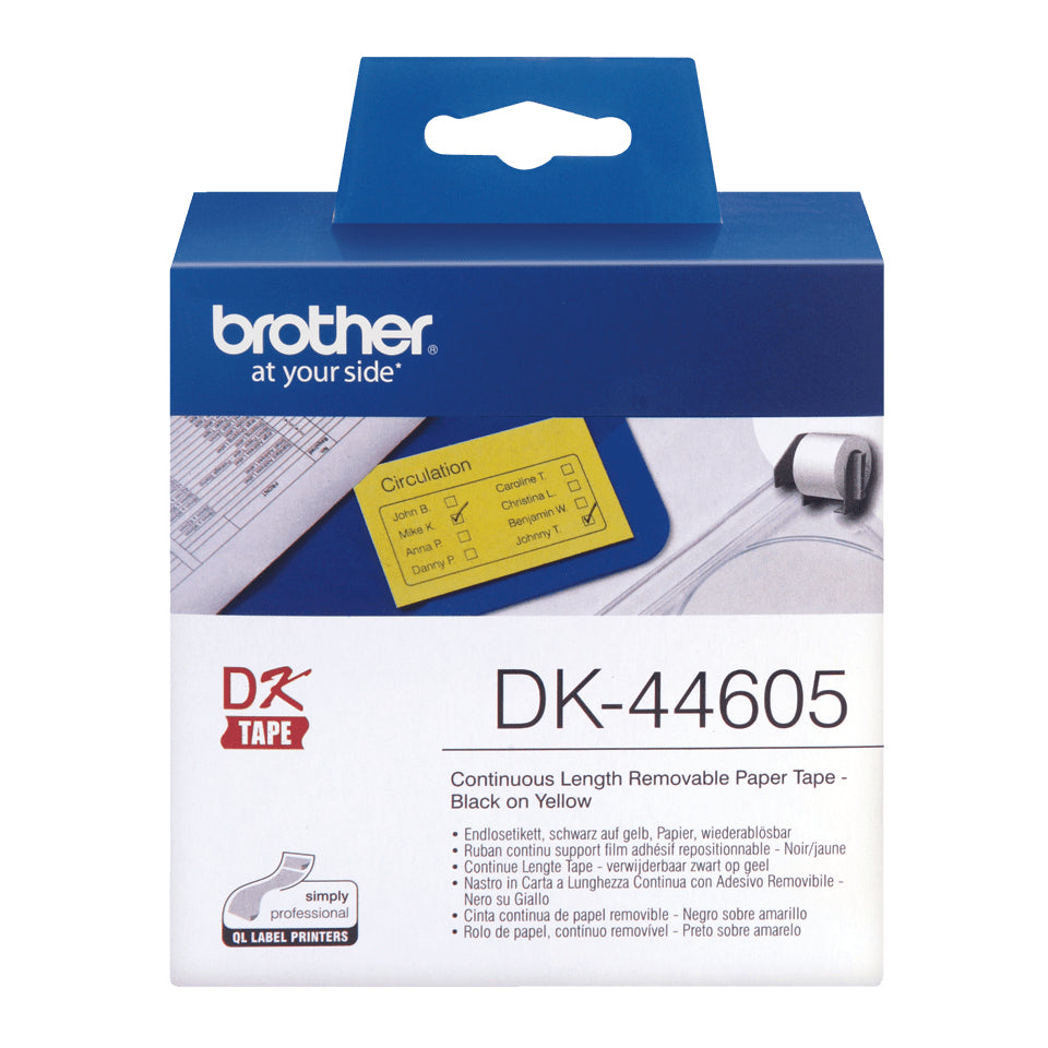 Brother Endlos-Etiketten, 62 mm × 30,5 m, Gelb, Papier, wiederablösbar