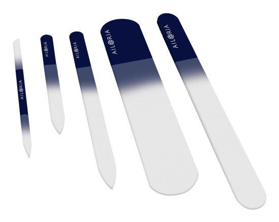 Ailoria Nagelfeilenset CONTOUR LUXE – 5 Stk – blau – Glas, Kunststoffetui
