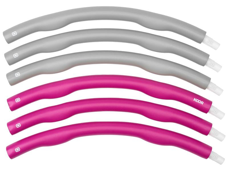 KOOR Hula Hoop – 100 cm, 1,8 kg, 6 Segmente – grau, pink