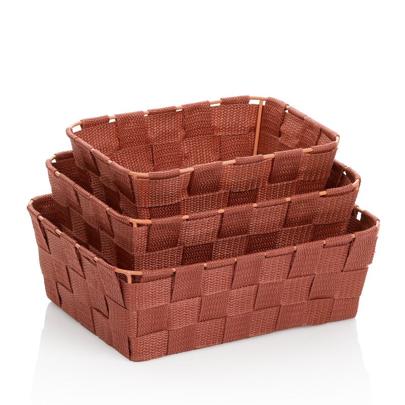 Kela Aufbewahrungsbox (Bad) – Polypropylen, 22/20/24×9 cm, Terracotta, 3er-Set