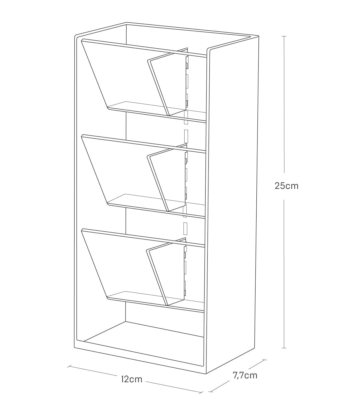 Yamazaki Aufbewahrungsbox (Bad) TOWER – 12×7,7×25 cm, ABS, Polycarbonat, Silikon, Tisch, Schwarz