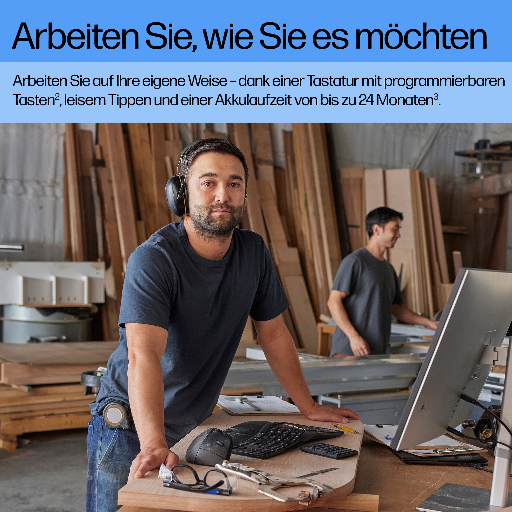HP 960 Ergonomisch – Ergonomische Tastatur – Membran – Bluetooth & 2,4 GHz (USB-A Empfänger) – Schwarz