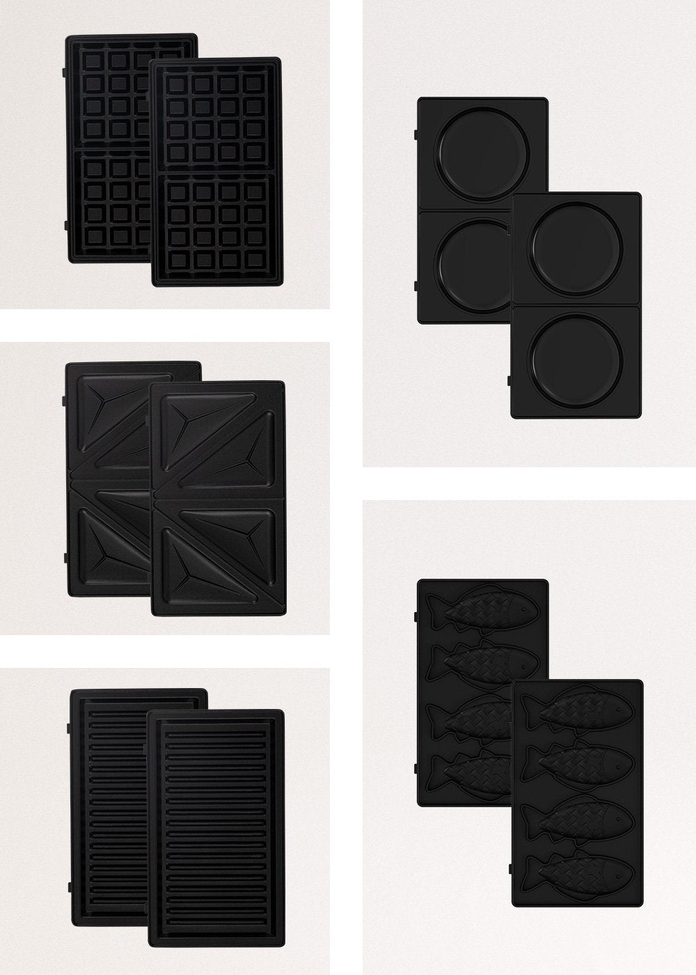 CREATE Ersatzteller Stone 3in1 Sandwich – 14 × 24 cm, für Waffeleisen 3in1 Studio, 2 Stk.