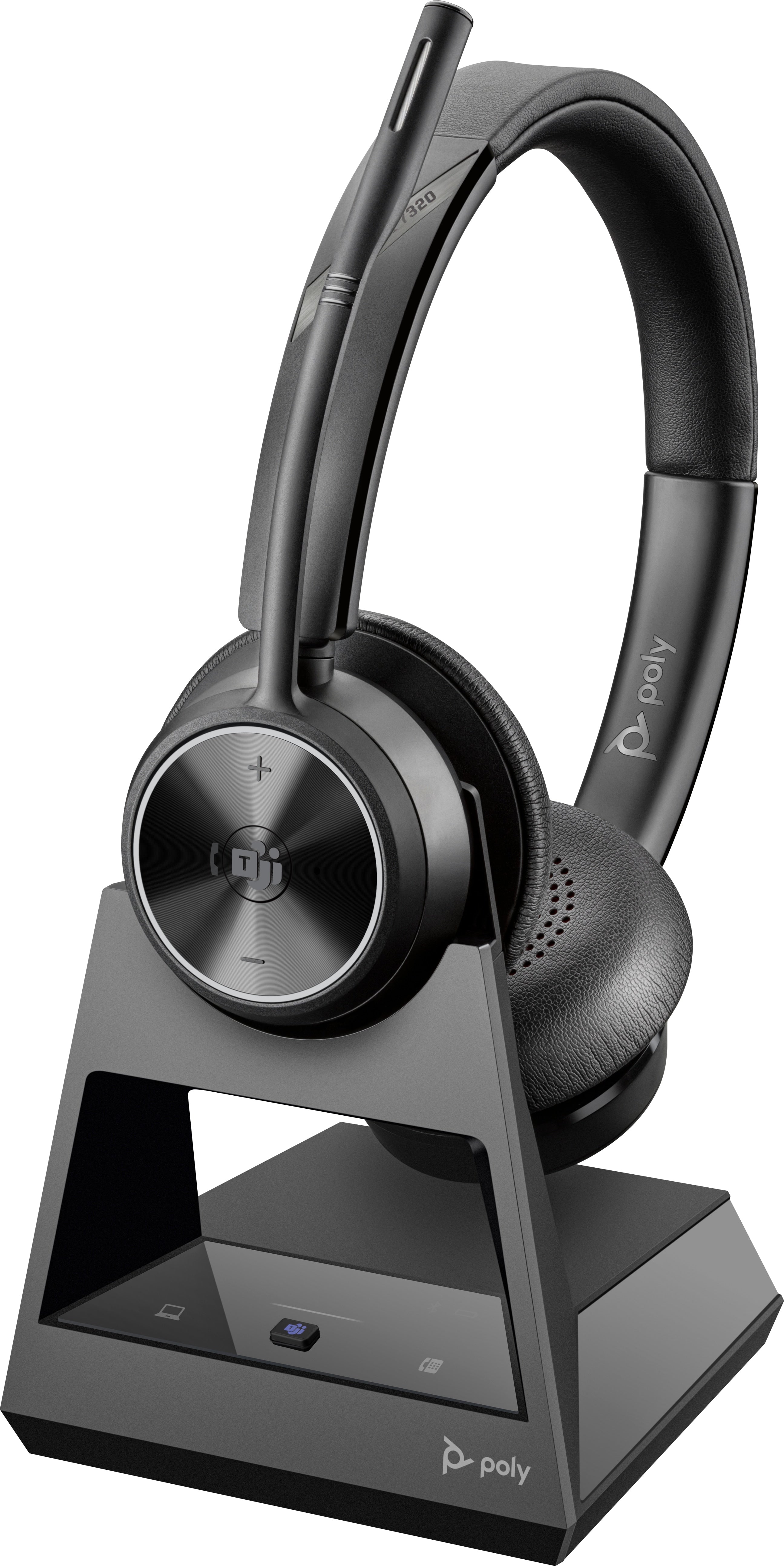 Poly Savi 7320 UC Office-Headset – On-Ear, Stereo, DECT, MS Teams zertifiziert, mit USB-A-Dongle, Schwarz
