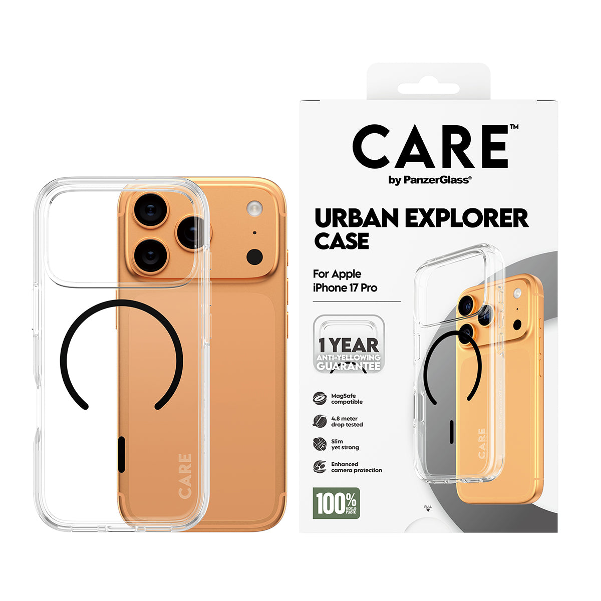PanzerGlass Backcover Urban Combat MS – für Apple iPhone 17 Pro – transparent/schwarz – TPU