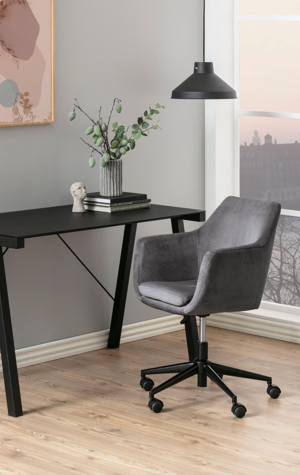 Actona AC Design Bürostuhl Nora – Stoff, Metallfuss, Dunkelgrau