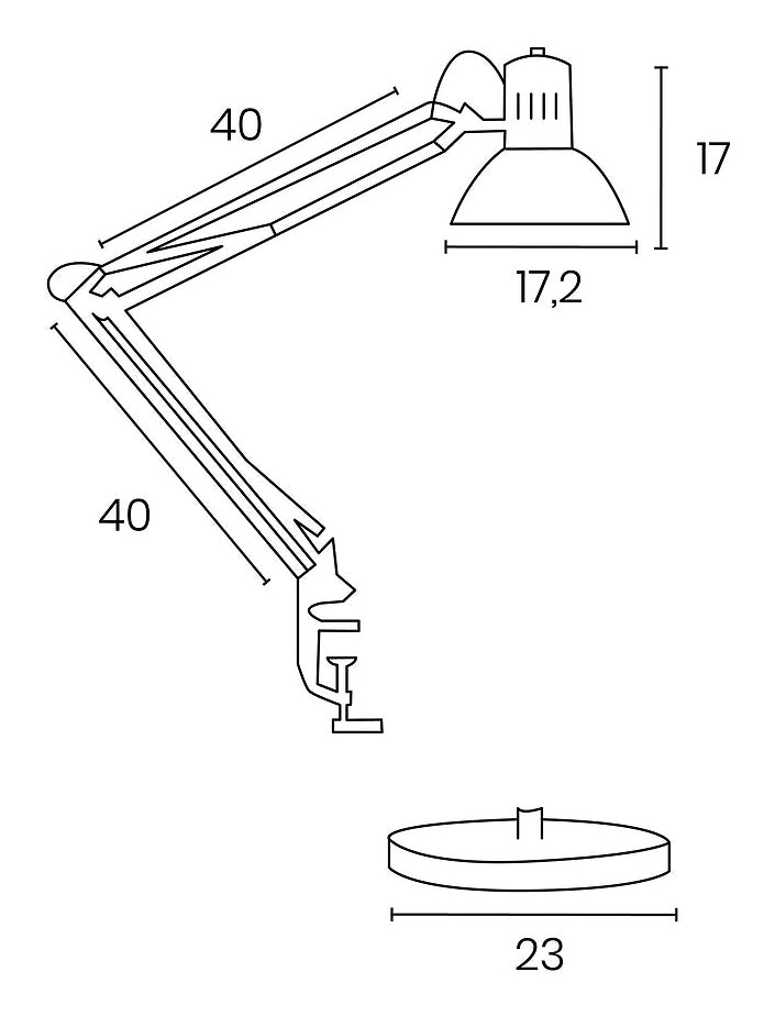Unilux Tischleuchte SUCCESS 80 – E27, Höhenverstellung 0–66,0 cm, Klemme & Sockel – Schwarz