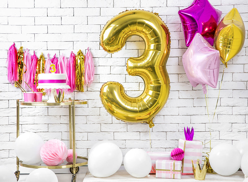PartyDeco Geburtstagskerzen Zahl 3 – Gold – 7 cm – 1 Stück