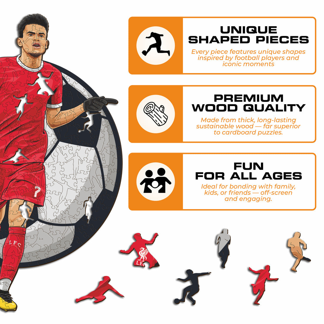 Iconic Puzzles Puzzle Liverpool FC, Luis Diaz – 150 Teile – 21 × 30 cm – ab 10 Jahren