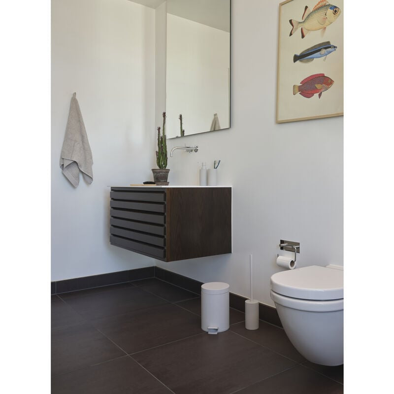 Zone Denmark Solo – WC-Bürstenset – Keramik, Grau, mit Stahlstiel, H 44,8 cm, Ø 8,4 cm
