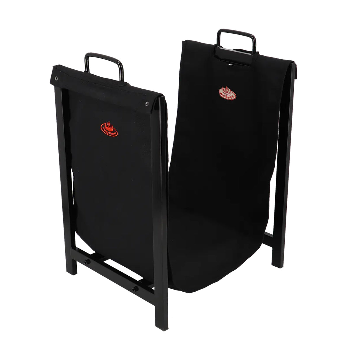Esschert Design FF575 Aufbewahrungskorb – Stahl/Canvas – Schwarz – für Brennholz-Kamin – 380 × 610 × 380 mm