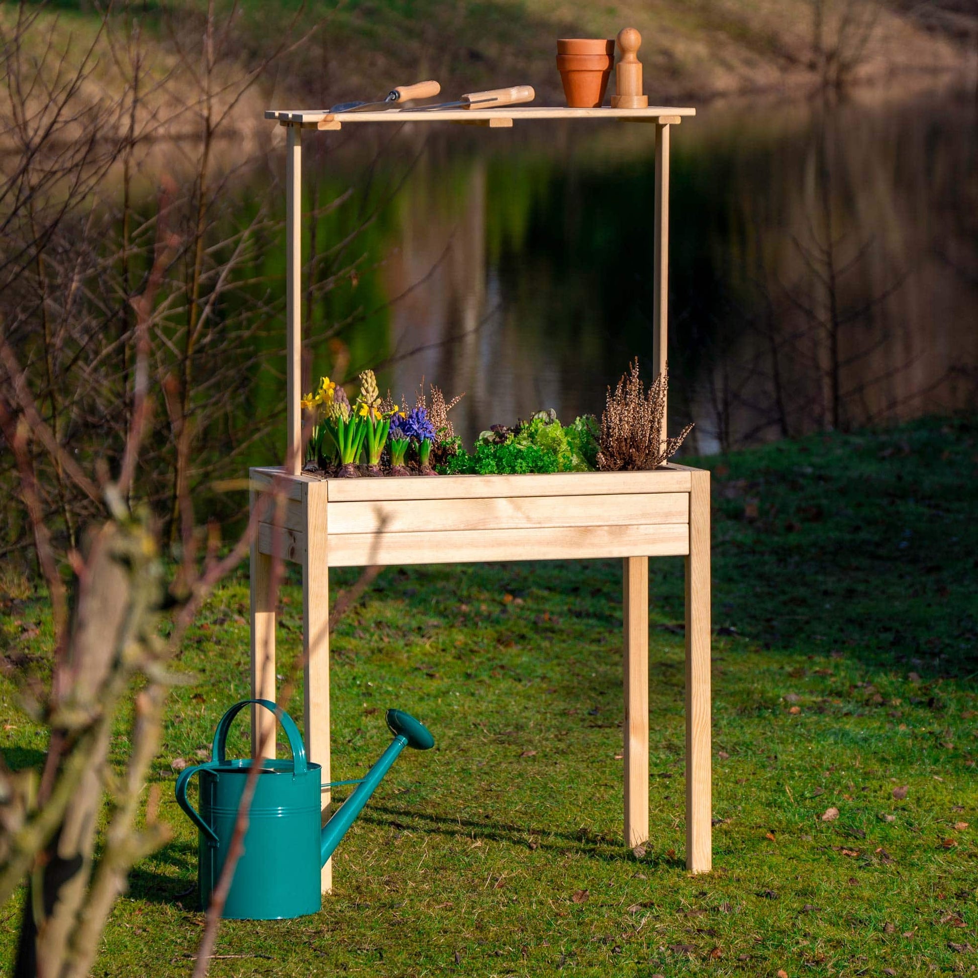 Dobar Tischübertopf – 80 × 145 × 40 cm – Kiefernholz, braun