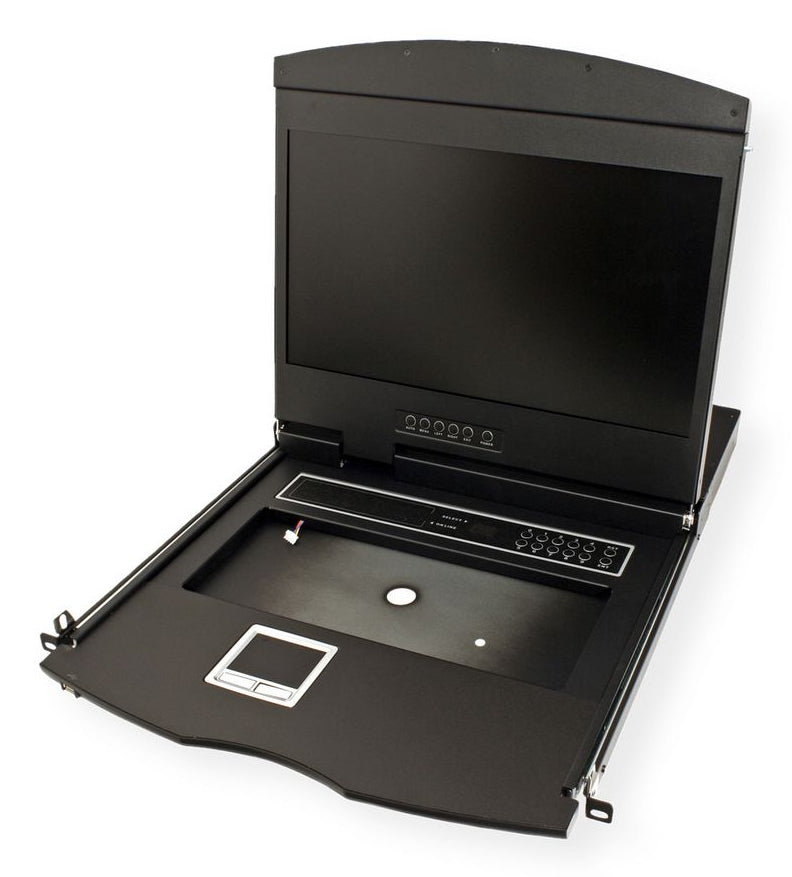 VALUE 19" Rack-LCD-Konsole – 8-Port VGA KVM, 1366 × 768, USB 2.0-Hub, FR-Tastatur – 1U