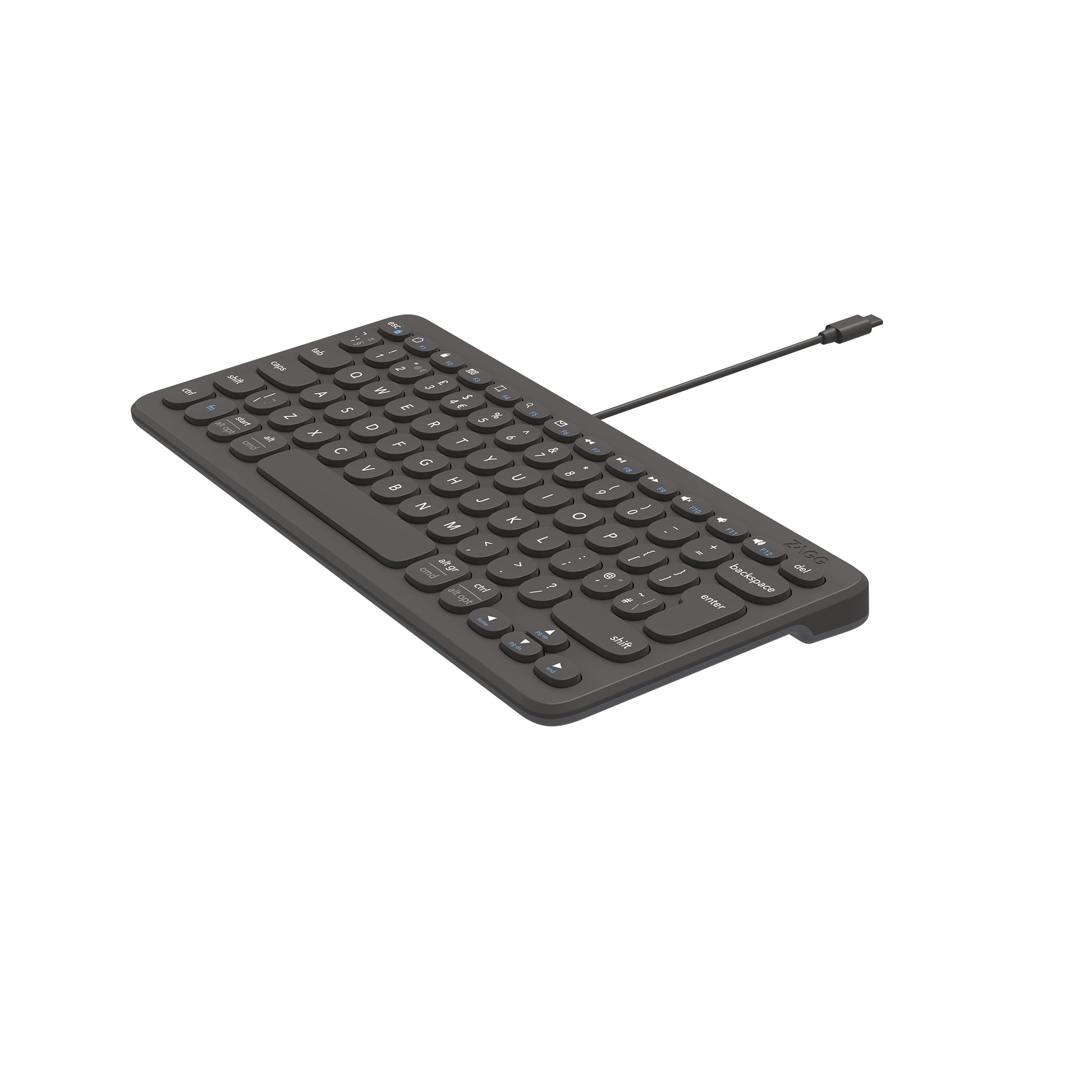 ZAGG Connect Tastatur – Kabelgebundene Tastatur (USB-C), Dunkelgrau
