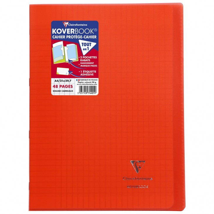 Clairefontaine Notizheft – A4 – 48 Seiten – 90 g/m² – geheftet, transparentes PP-Cover, assortiert, PEFC