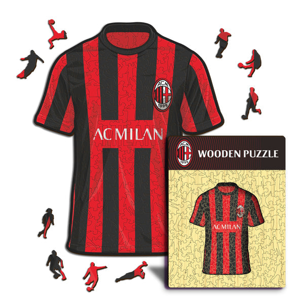 Iconic Puzzles Puzzle AC Milan – 150 Teile – 21 × 25 cm – ab 10 J. – Holz – schwarz/rot