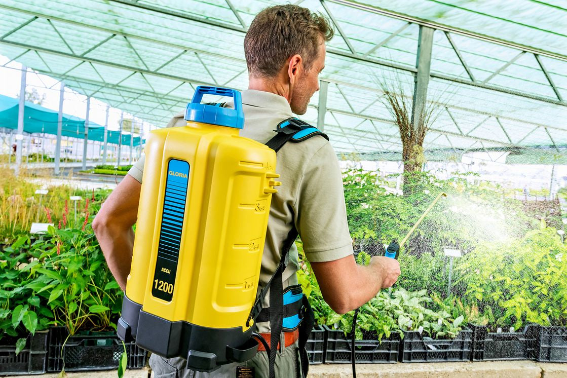 GLORIA Drucksprüher PRO 1200 LI-ON – 12 l – gelb/hellblau – Kunststoff