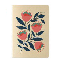 Natur Verlag Notizheft – A5 – blanko – 60 Seiten – 90 g/m² – Softcover, Blumenmotiv, rot, FSC