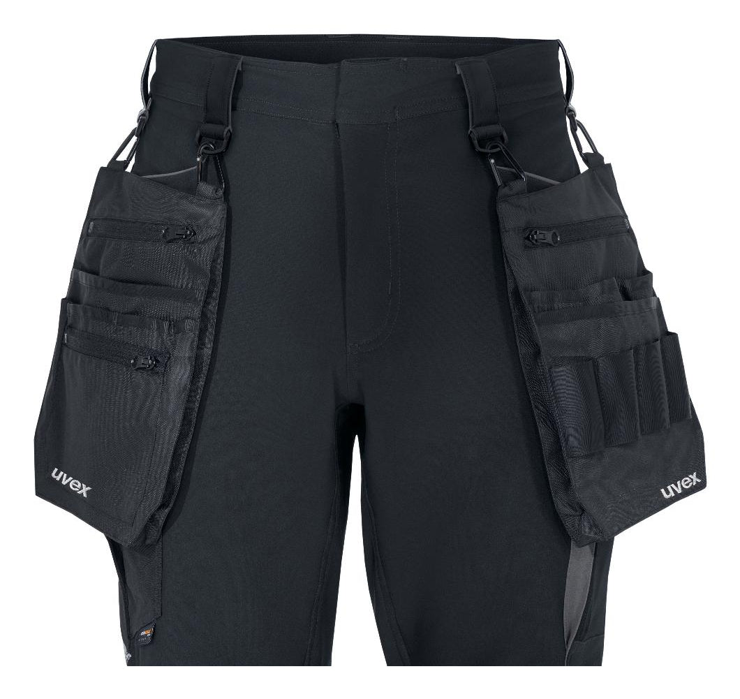Uvex Cargohose suXXeed craft – Grösse 64 – Graphit, Elastan/Polyester, Knieschutz, 4-Wege-Stretch