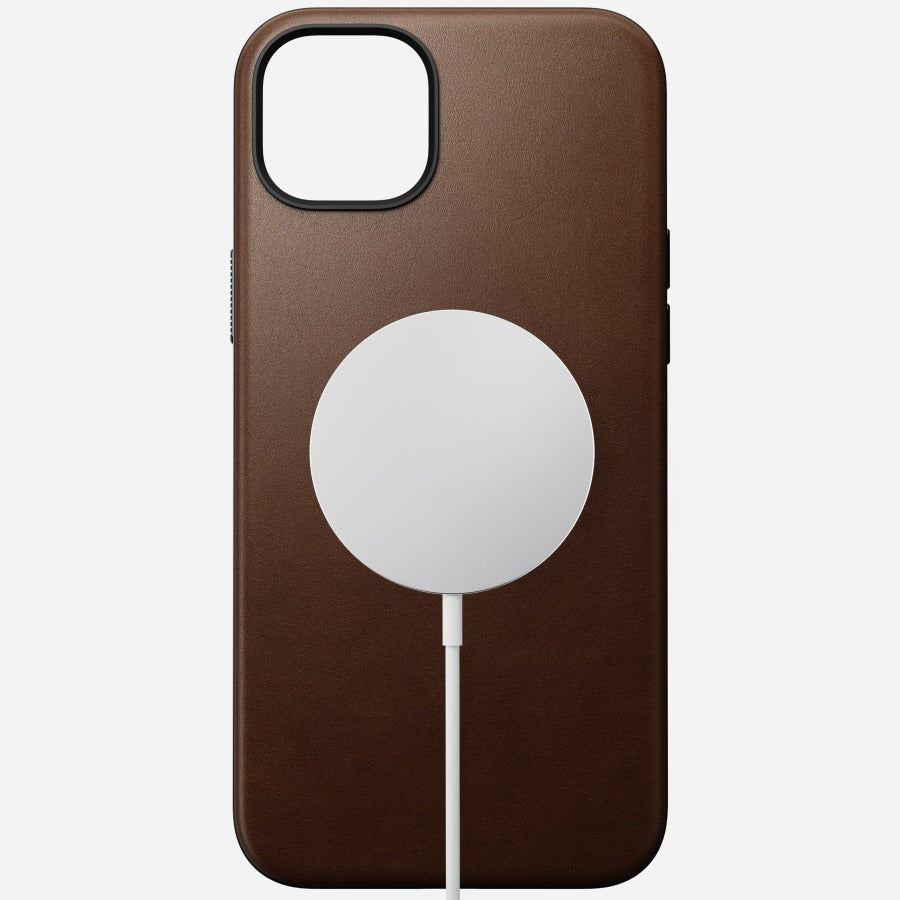 Nomad Backcover – für Apple iPhone 15 Plus – braun – Leder – MagSafe-kompatibel