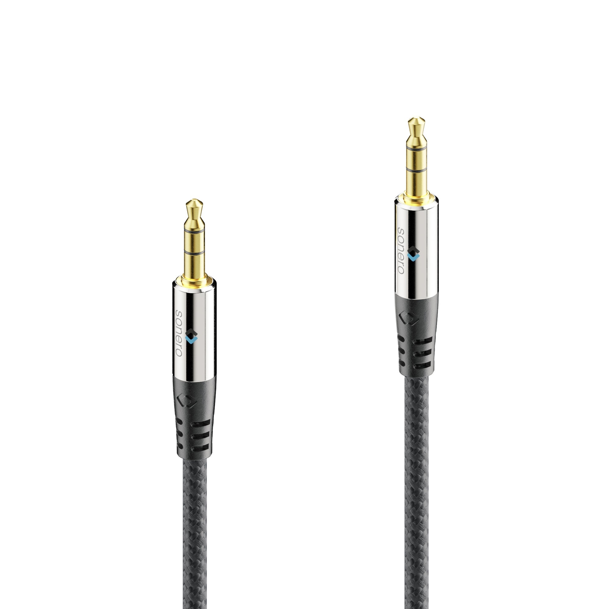 Sonero 3,5-mm-Klinkenkabel – Stecker zu Stecker – 2 m, 3-pol, vergoldete Stecker, Nylonmantel