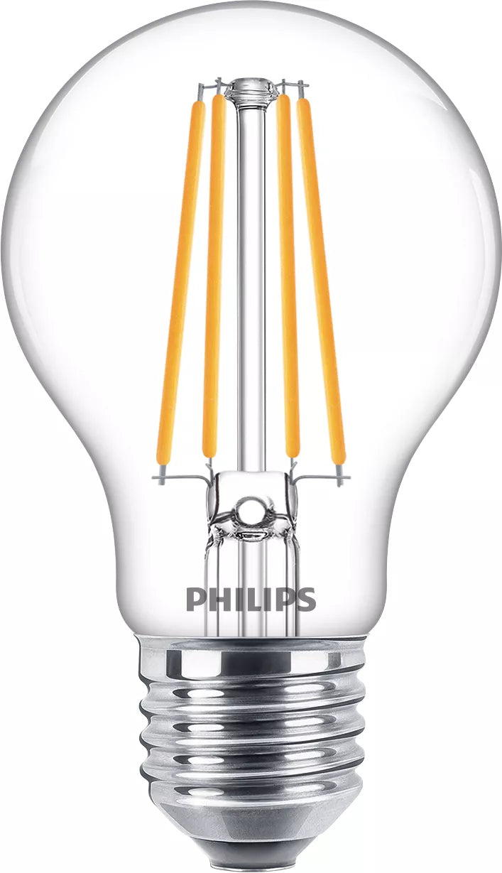 Philips by Signify Philips LED-Leuchtmittel E27 A60 – Warmweiss 2700 K, 1055 lm, 8,5 W – IP20 – 1 Stk. – Transparent, Glas