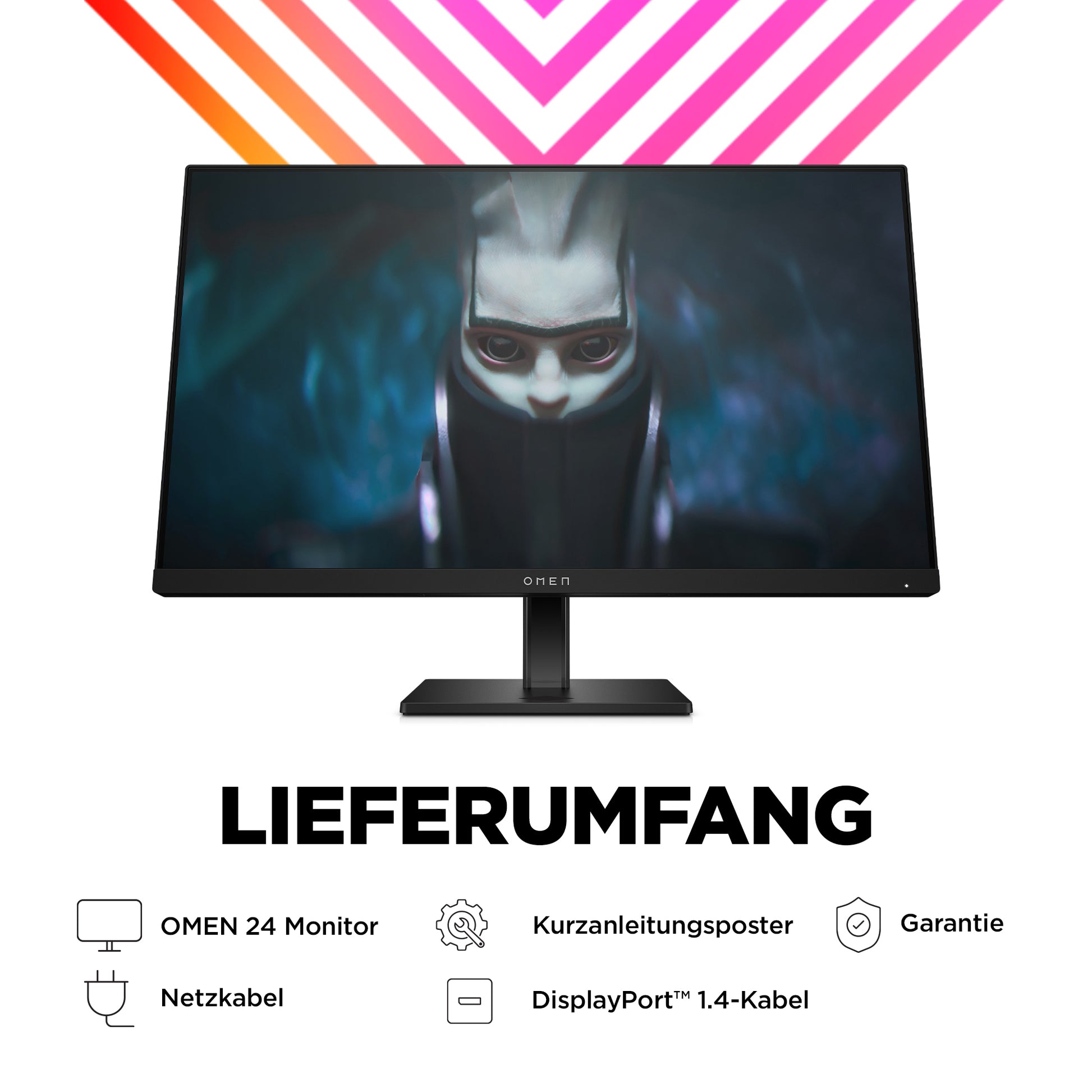 HP Monitor, 23,8", IPS, 165 Hz, 300 cd/m², AMD FreeSync Premium, VESA 100 × 100, Schwarz