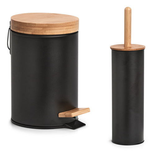 Zeller Present Treteimer Bamboo – 3 l – Bambus, rund – schwarz/braun