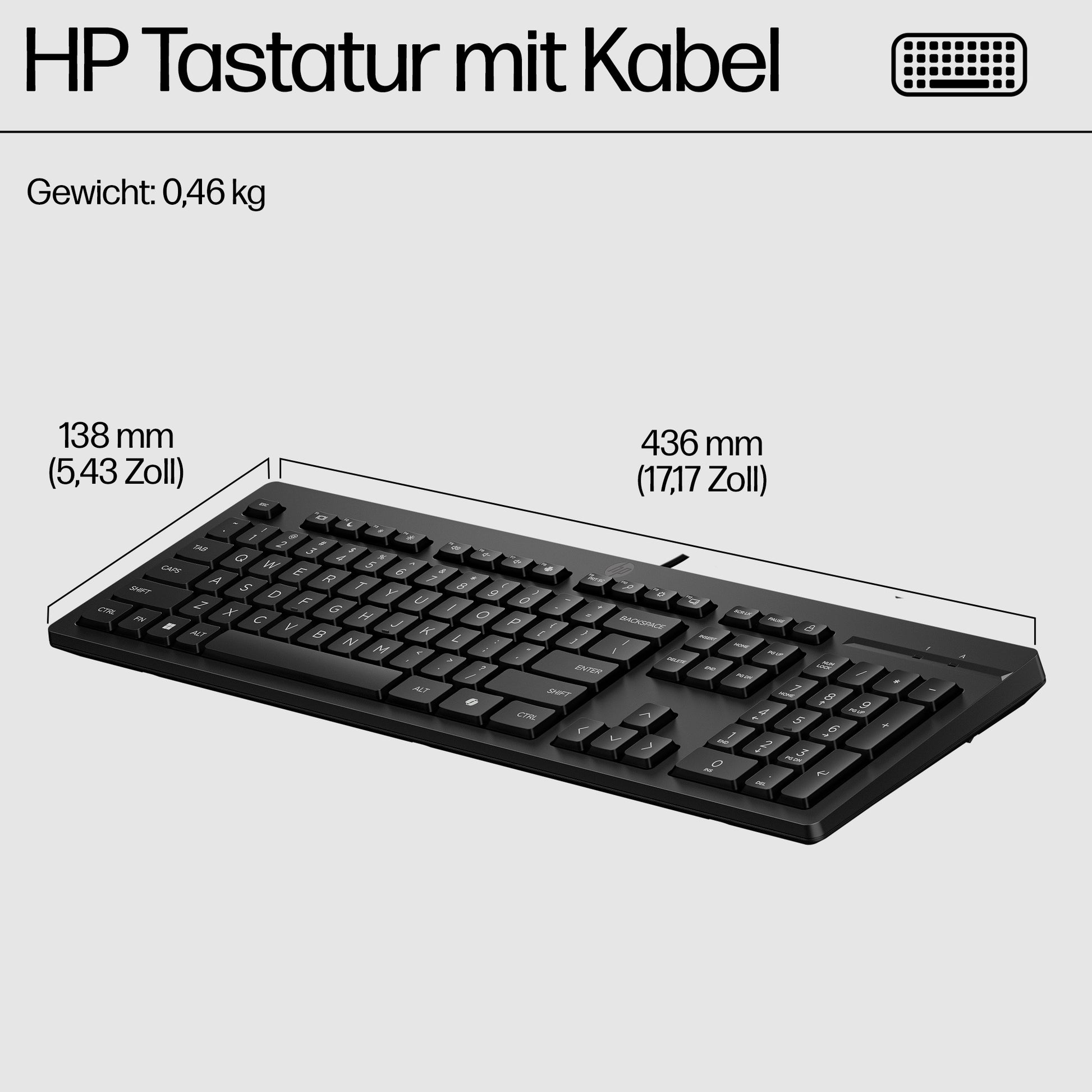HP 125 – Tastatur – Membran, kabelgebunden – USB – QWERTY (Nordic) – Schwarz