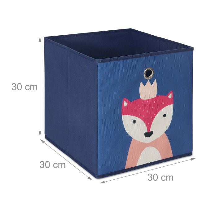 Relaxdays Aufbewahrungsbox ohne Deckel – Stahl/Pappe/Vlies – Grau/Blau – 300 × 300 × 300 mm – 4-teiliges Set