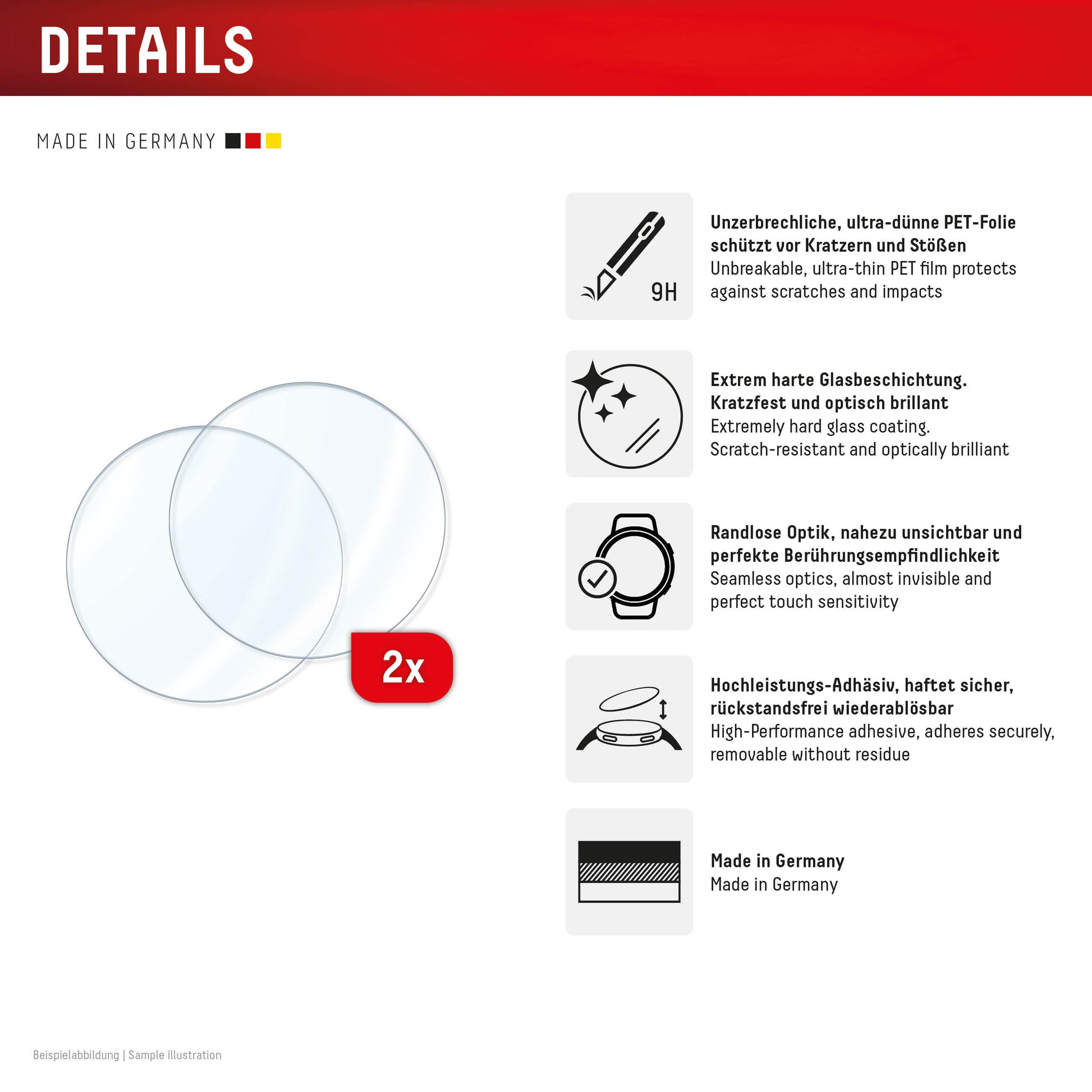 Displex Displayschutz 46 mm – Gehärtetes Glas, Transparent, für Galaxy Watch 8