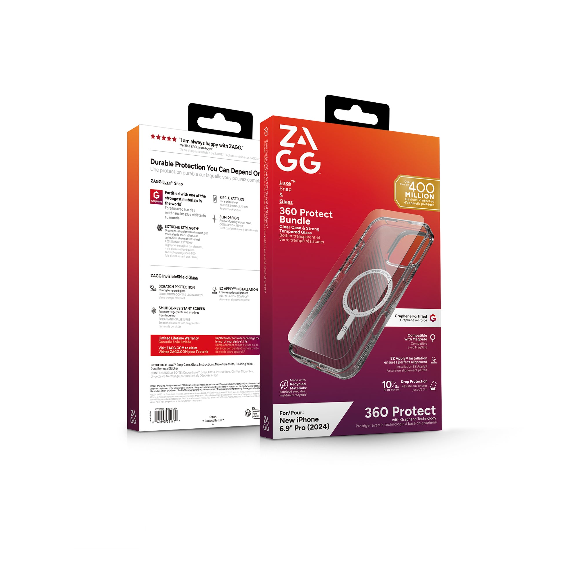 ZAGG Backcover Luxe – für Apple iPhone 16 Pro Max – transparent – Snap-/Lock-Verschluss