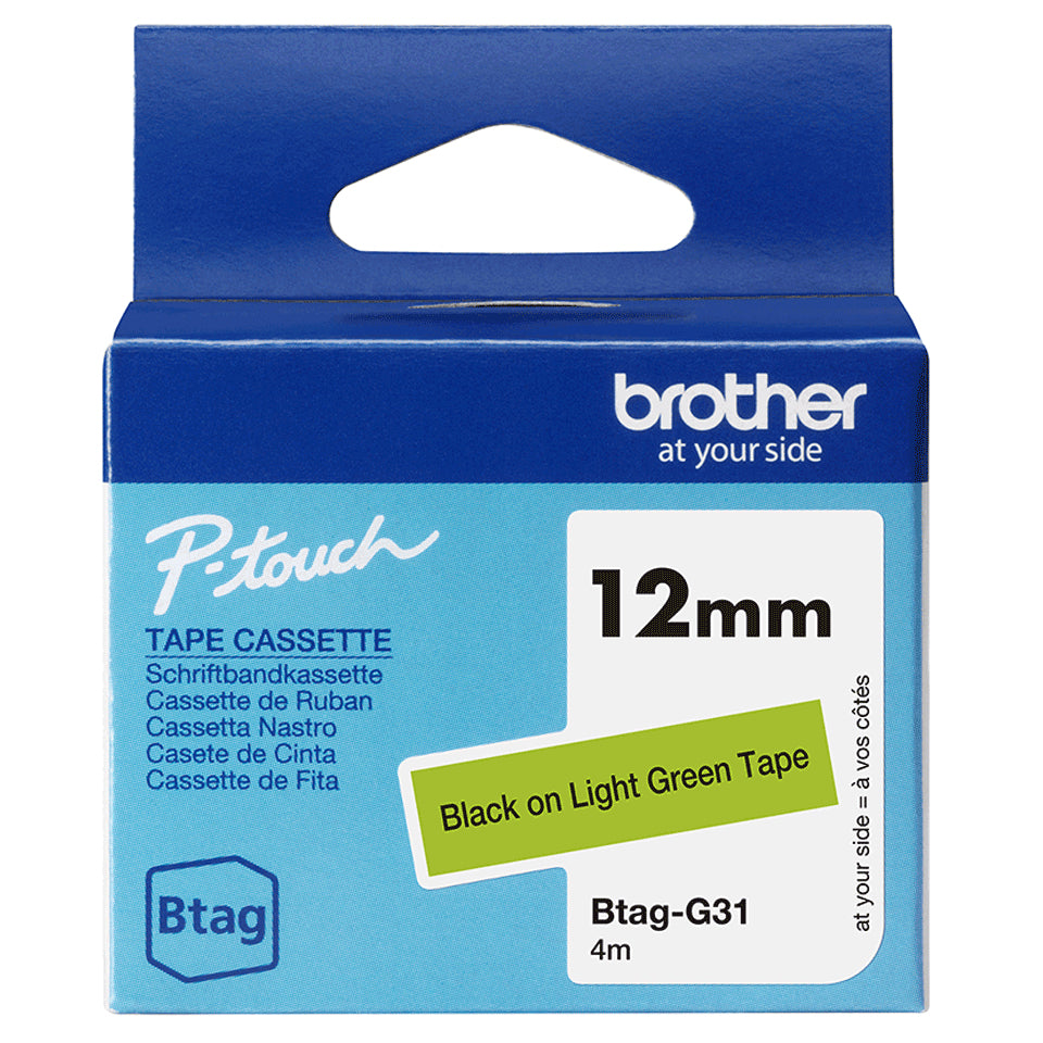 Brother Schriftband – 12 mm × 4 m, hellgrün, schwarz