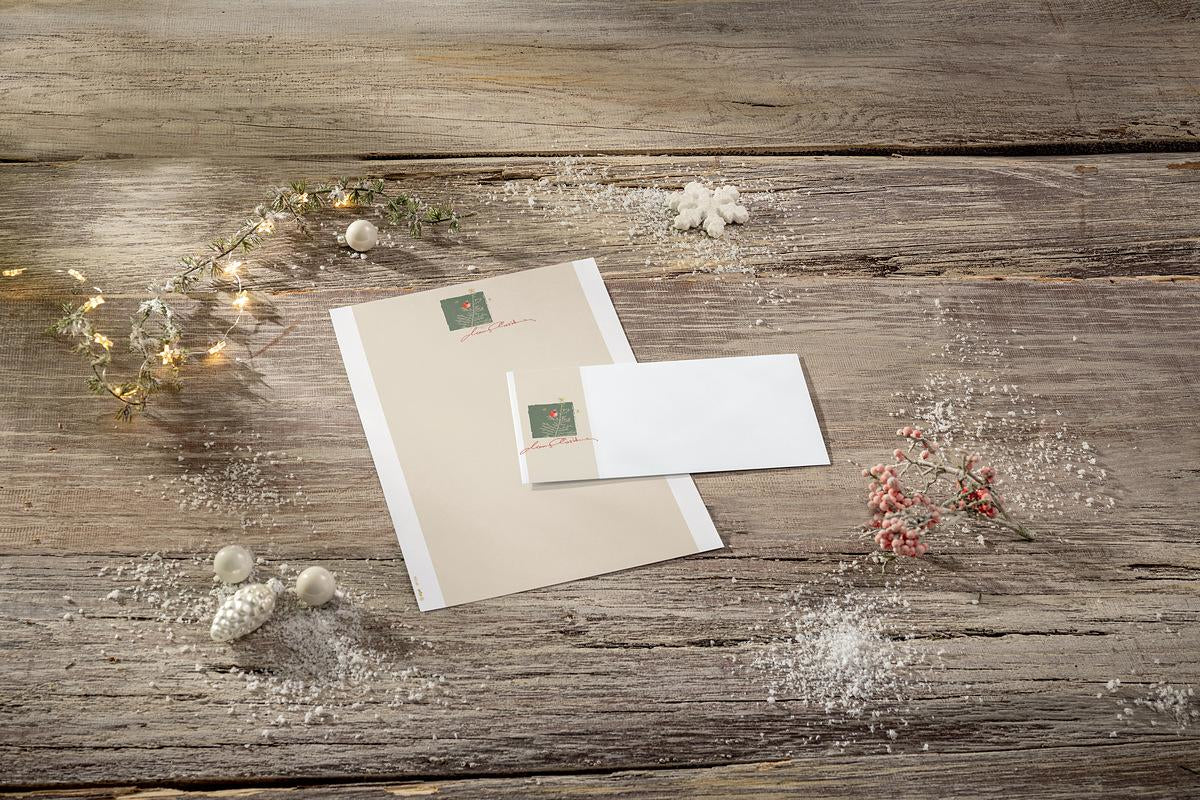Sigel Weihnachts-Couvert C5/6, Weihnachten mit Äpfeln, mehrfarbig, Nassklebung, 90 g/m² – 50 Stk.
