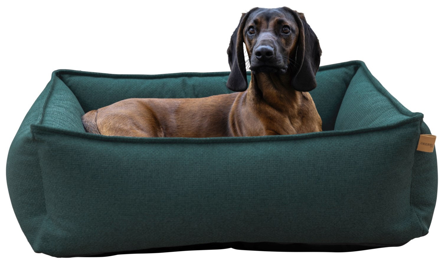 Kerbl Kuschelbett Oliver – 110 × 85 × 26 cm, Polyester, abnehmbarer Bezug, waschbar, grün, für Hunde
