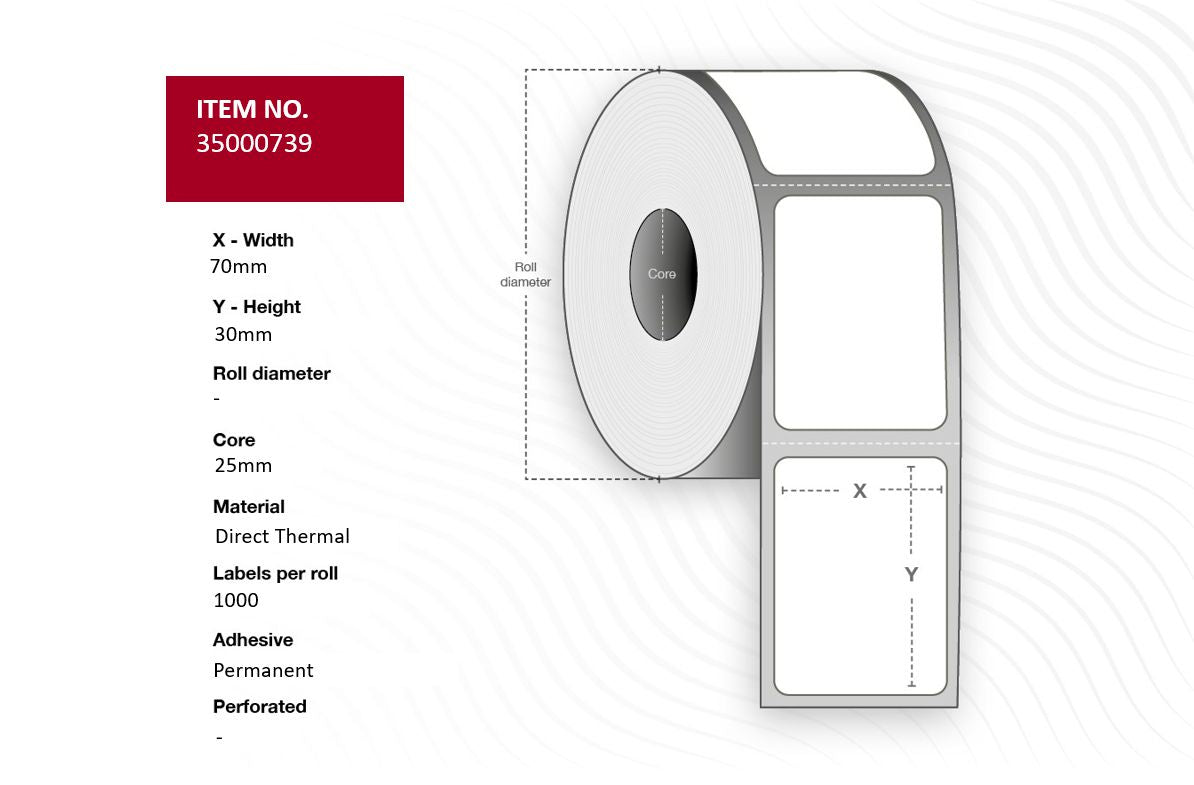 Capture Etiketten (Rolle) 70 × 30 mm – Papier, weiss – permanent haftend – Thermodirekt – Perforation
