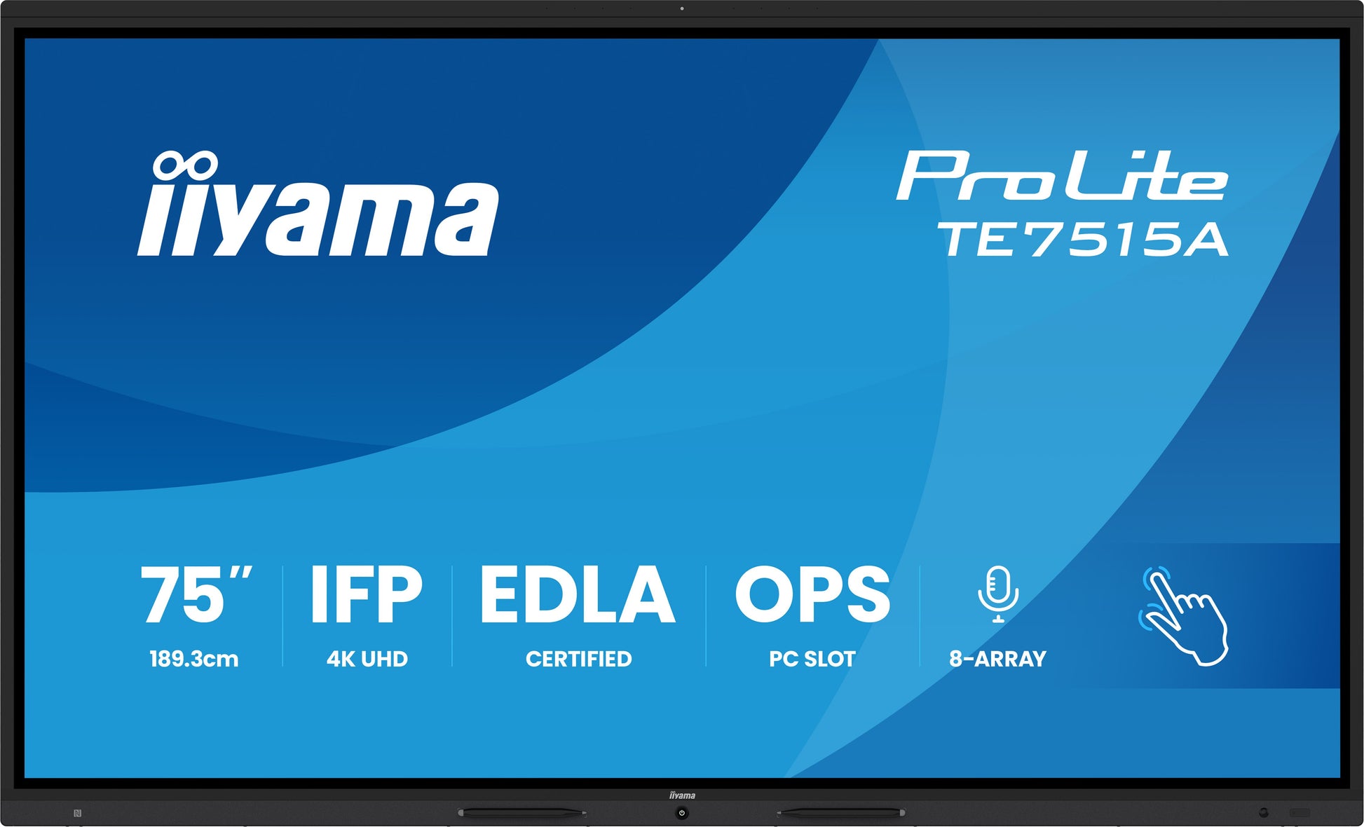 iiyama TE7515A-B2AG – 75" Touch, 3840 × 2160 (4K), VA, USB-C 100 W, LAN