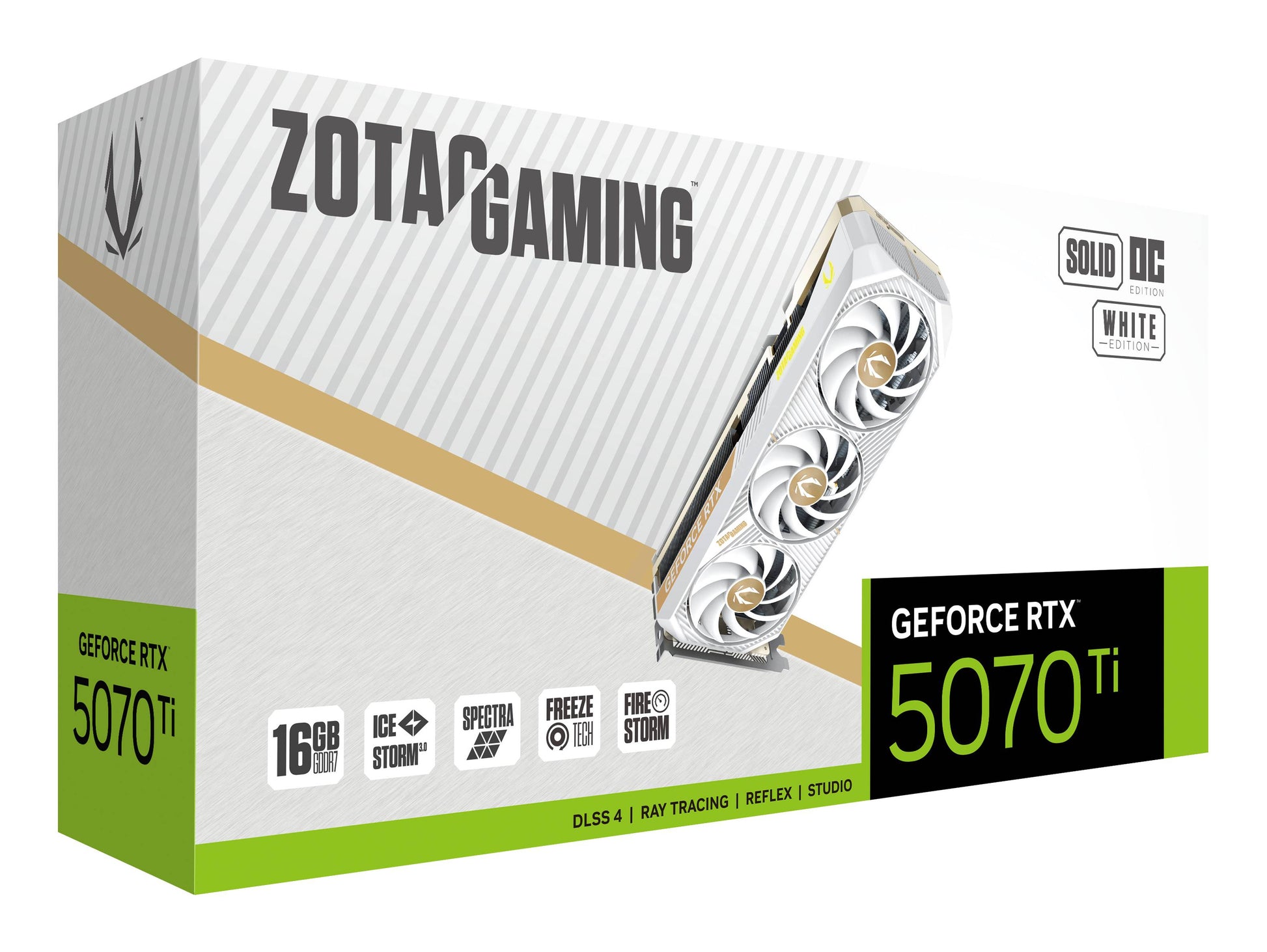 Zotac GeForce RTX 5070 Ti – 16 GB GDDR7, 256 Bit, PCIe x16 5.0, 300 W, Weiss, 3×DP, 1×HDMI