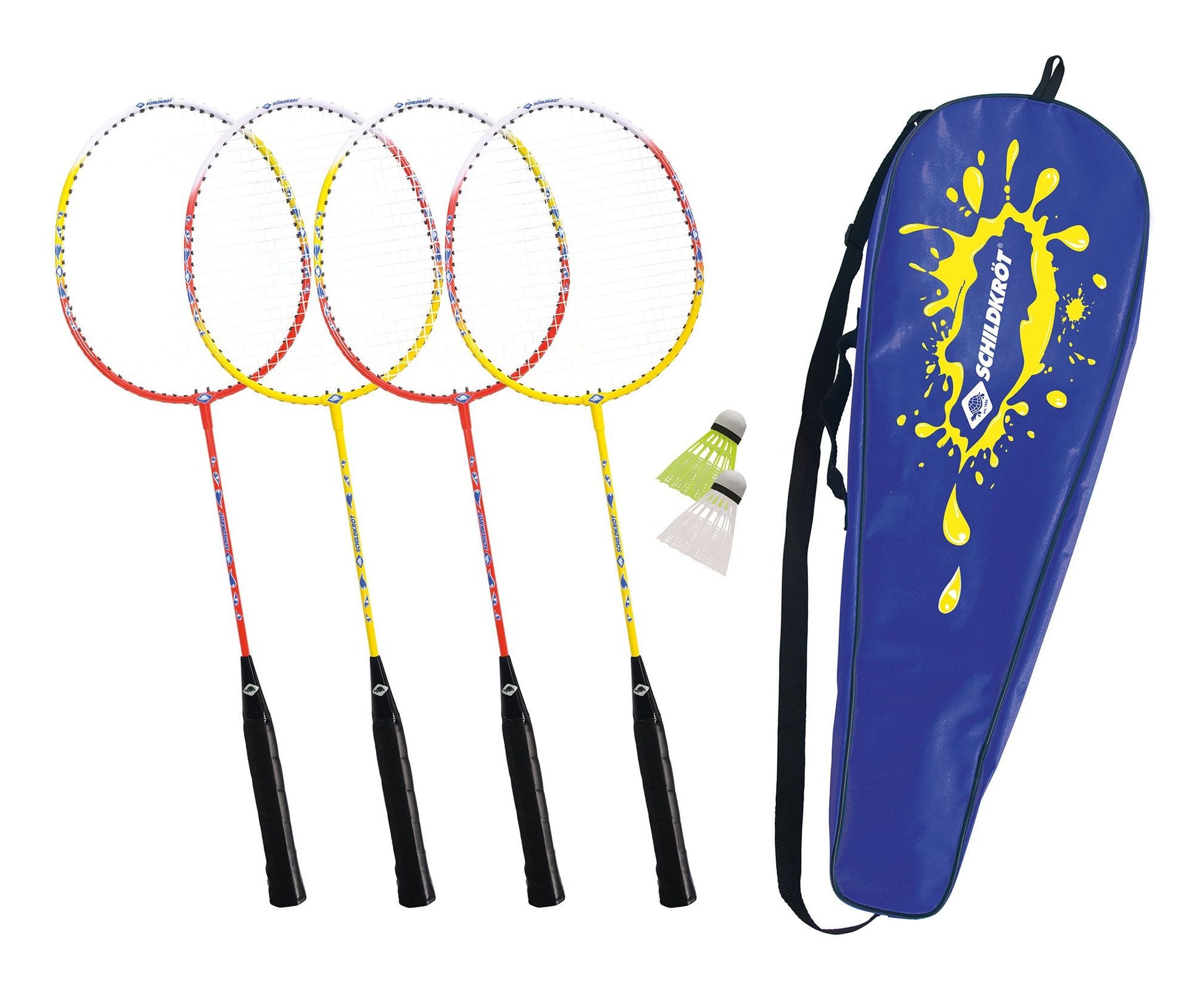 Schildkröt Funsports Federball-Set – 4 Schläger, 2 Federbälle, Tragetasche – ab 14 J. – mehrfarbig
