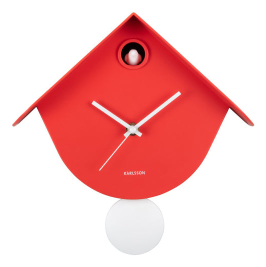 Karlsson Retro Kuckuck Wanduhr – Analog, 25,5 × 25,8 × 7,5 cm, Rot