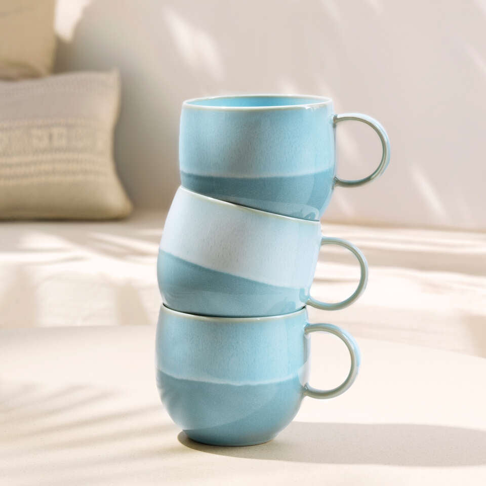 Villeroy & Boch Kaffeebecher Perlemor – 290 ml, Ø 9,4 cm, Porzellan, Blau, spülmaschinenfest