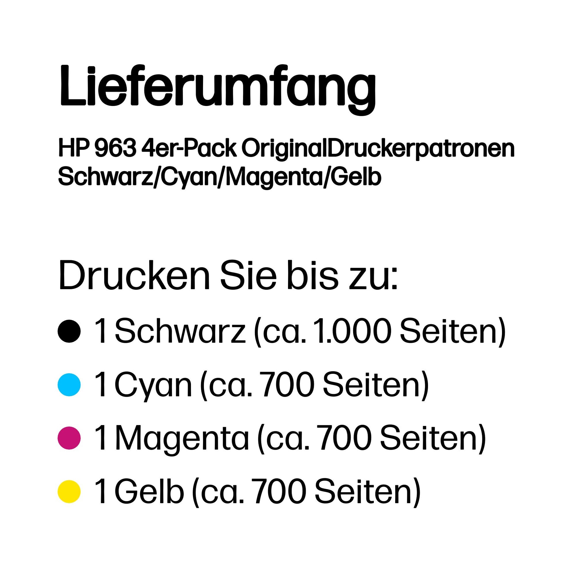 HP 963 Tintenpatronen-Multipack, Schwarz/Cyan/Magenta/Gelb (Original) – für HP OfficeJet Pro 9010/9012/9014 …