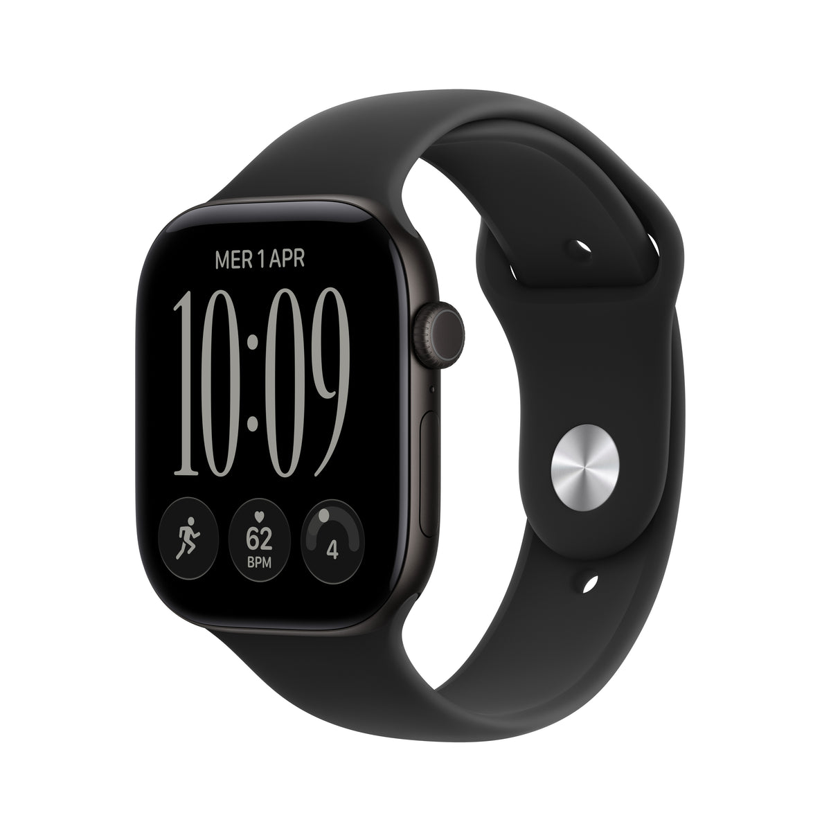 Apple Watch Series 12 46 mm GPS + Cellular – Aluminium Schwarz, Sportarmband, Schwarz, S/M, 50 m, für iPhone