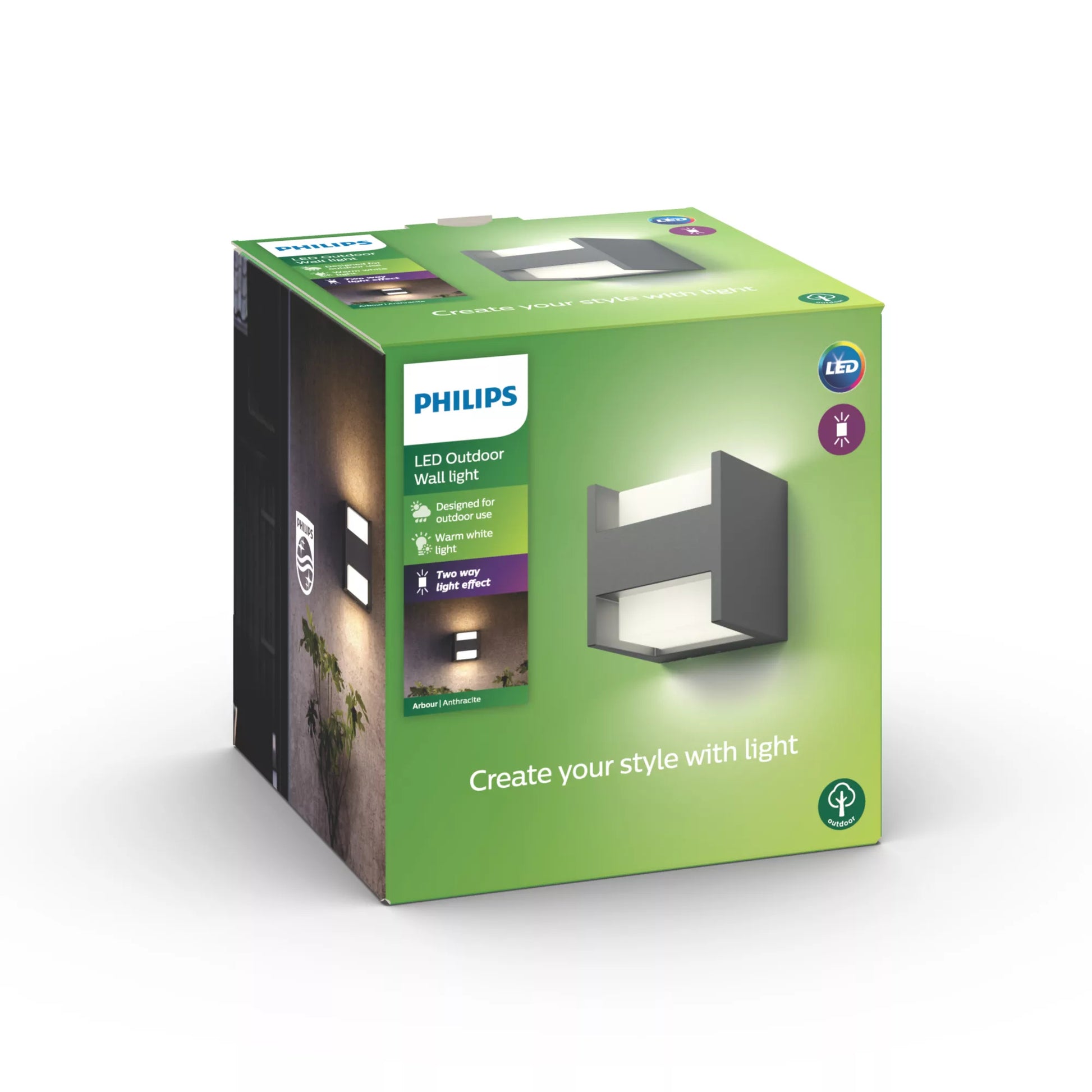 Philips by Signify Philips Aussenwandleuchte – 900 lm, 9 W – Warmweiss, 2700 K – IP44 – Netzbetrieb – Anthrazit, Aluminium