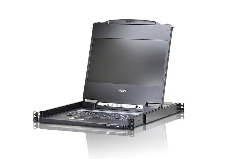 ATEN CL6700MW – 17,3" Rack-LCD-Konsole – 1-Port DVI/HDMI/VGA, 1920 × 1080/60 Hz, USB 2.0, Audio, IT-Layout – 1